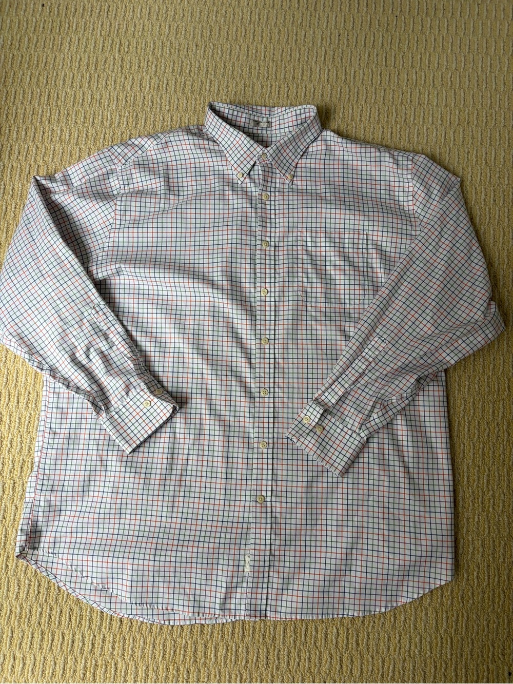 Peter Millar Men's Button-Down Plaid Shirt - White with Blue, Green & Red Check
